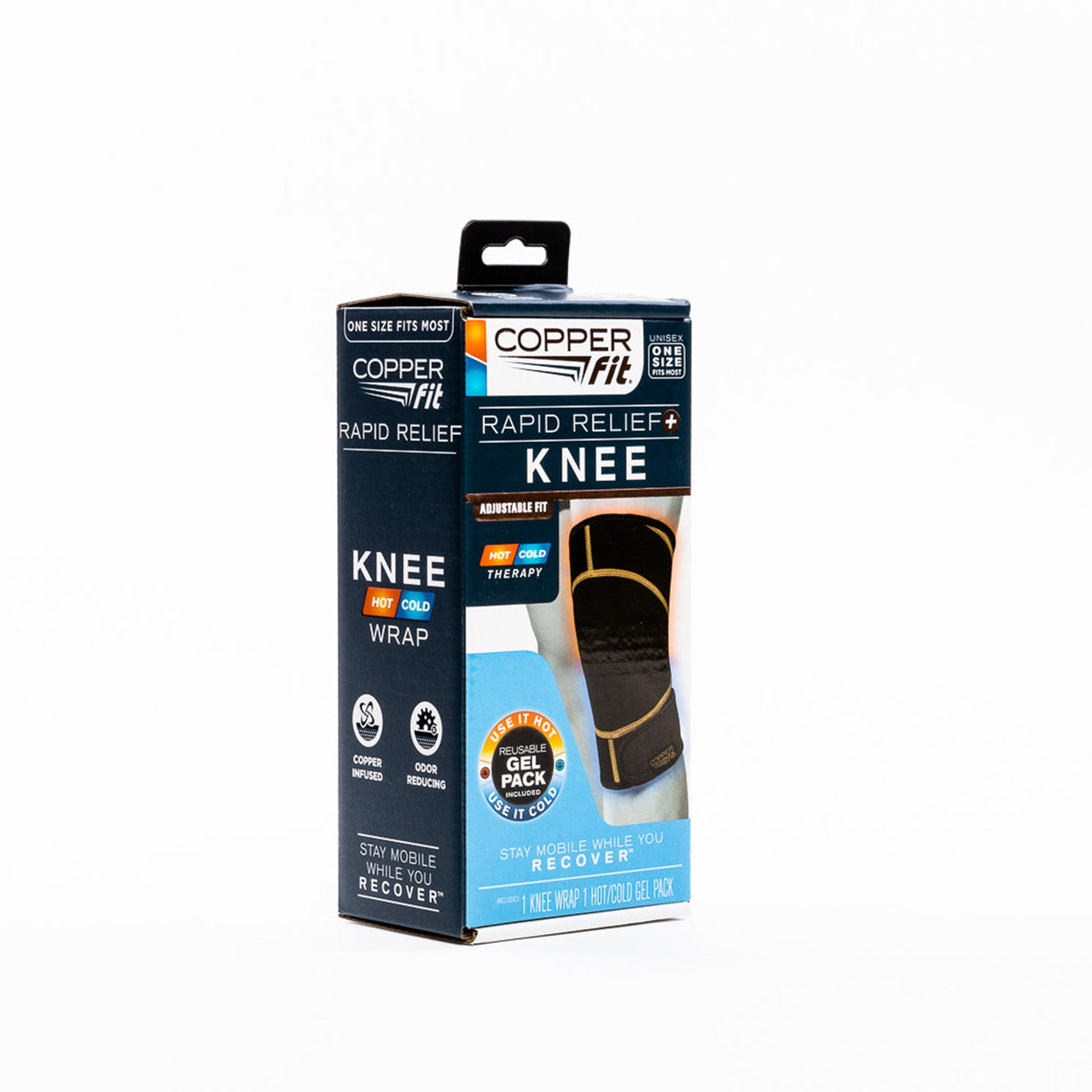 Copper Fit Rapid Relief Knee Wrap, Black, 1 Ea